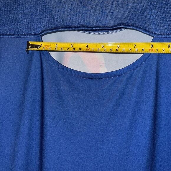 Ellen Negley Navy Blue Pink Flamingo Keyhole Short Sleeve Top Ladies Size Large - Picture 13 of 14